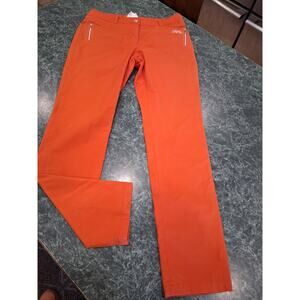 Louis Castel Golf Pants Womens Size 67 (28 in) Orange, Embroidered Dog, Colorful